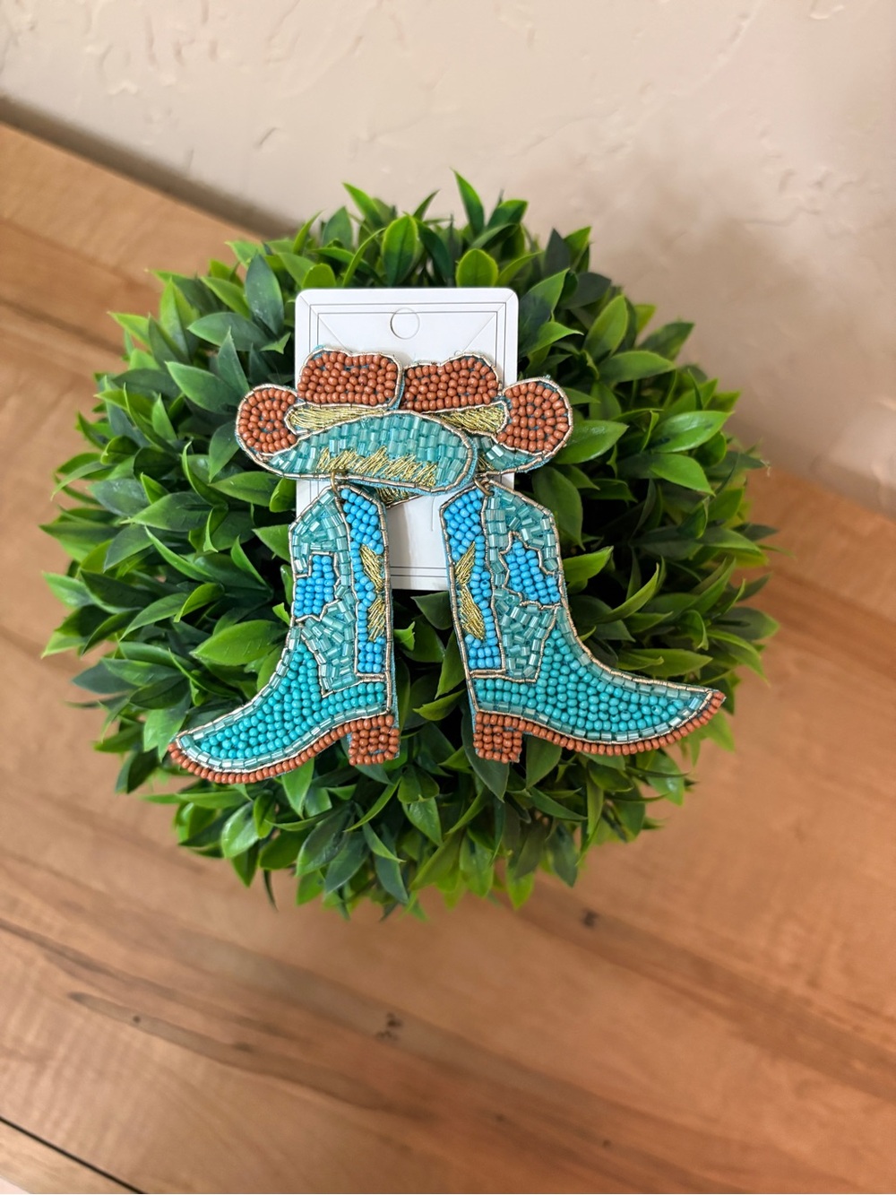 Turquoise Beaded Boot Earrings